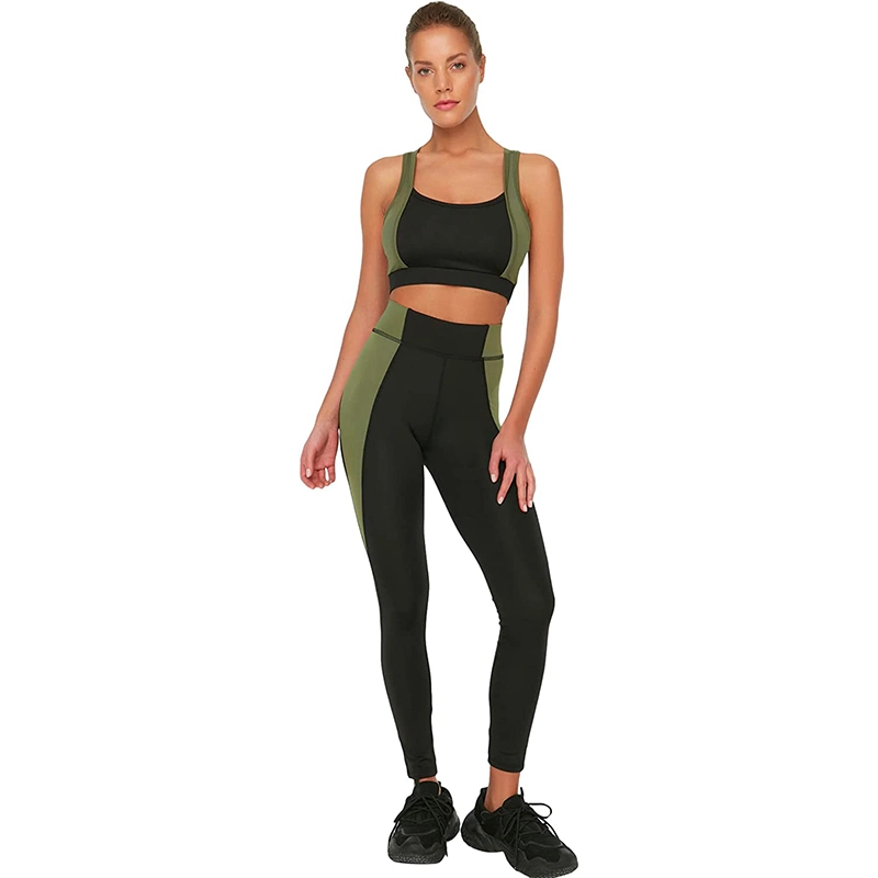 Girls Seamless Yoga Bra Fitting Suit Wear Patch Color Fashion Ladies Training Daily Wear OEM Active Gym Fitness Sets Clothing