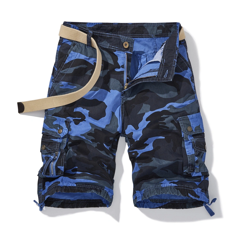 Eight Pockets Pure Cotton Relaxed Fit Camouflage Men Cargo Shorts