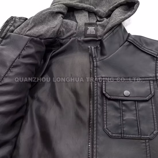 Men Jacket Boy Leather Jacket Winter Coat Black PU Apparel Fashion Clothes Hoody Clothing